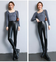 Fleece-lined Thick Leggings Tight Leather Pants