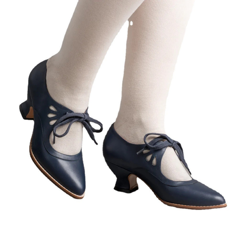 Hollow Out High Heel Lace-up Casual Shoes Plus Size Woman High-heeled Shoes