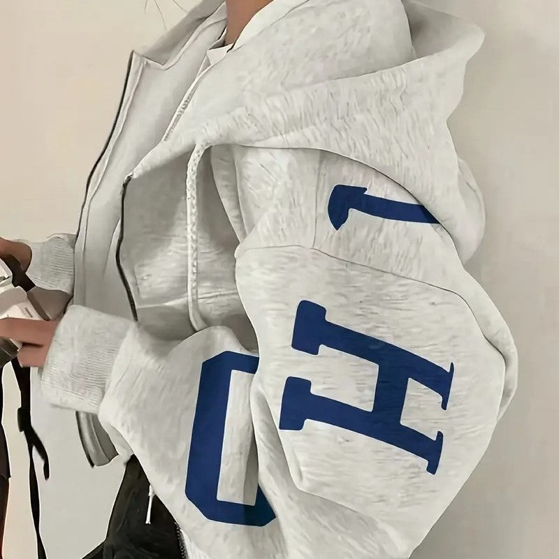 Vintage Oversized Hoodie With Eye-catching Letter Print