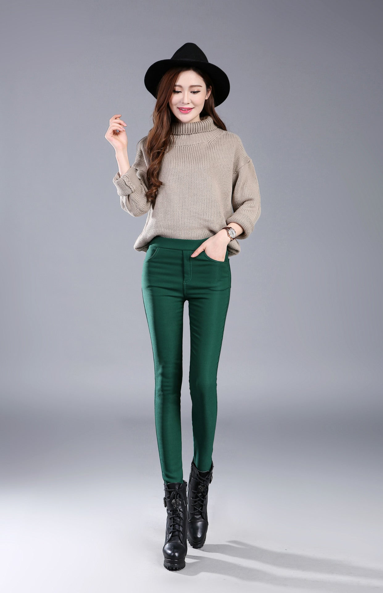 Winter Fleece-lined Thick Leggings Colorfast Plus Size Tappered Pants