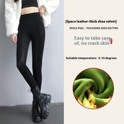 Fleece-lined Thick Leggings Tight Leather Pants