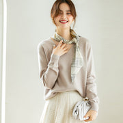 V-Neck Knit Sweater Top Women Solid Color Bottoming Shirt Women