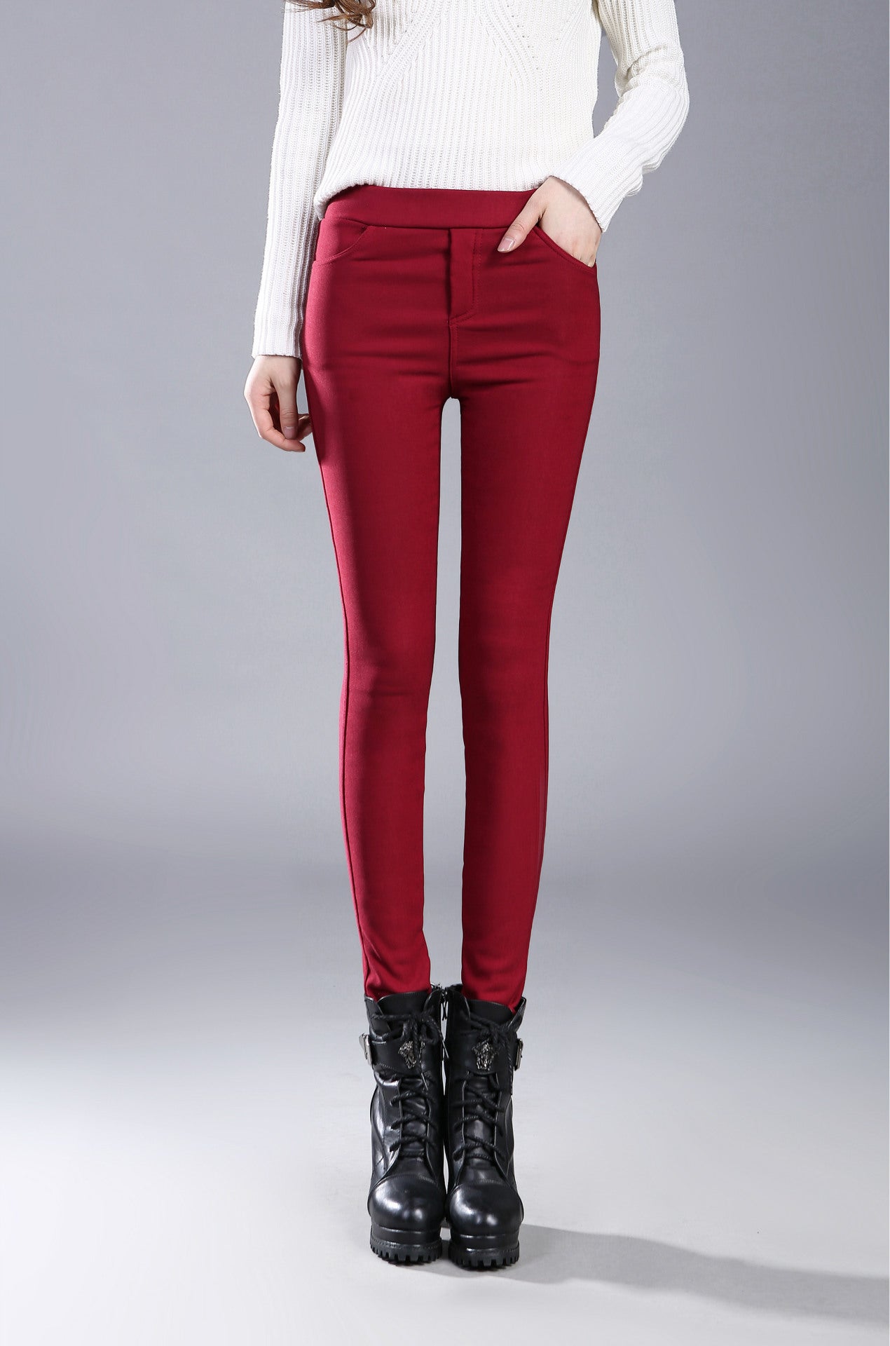 Winter Fleece-lined Thick Leggings Colorfast Plus Size Tappered Pants