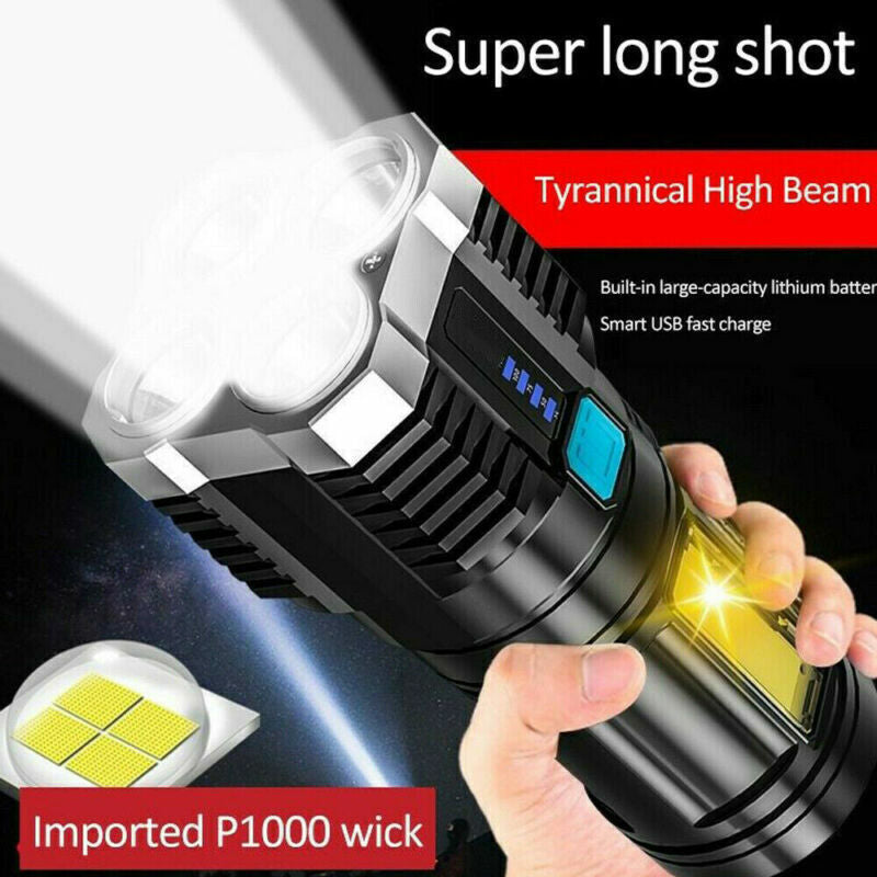 POWERFUL Tactical Quad-Core Super Bright Torch LED Flashlight USB Rechargeable Camping - Z3 Limited