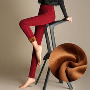 Ladies plus fleece padded slim outer wear leggings