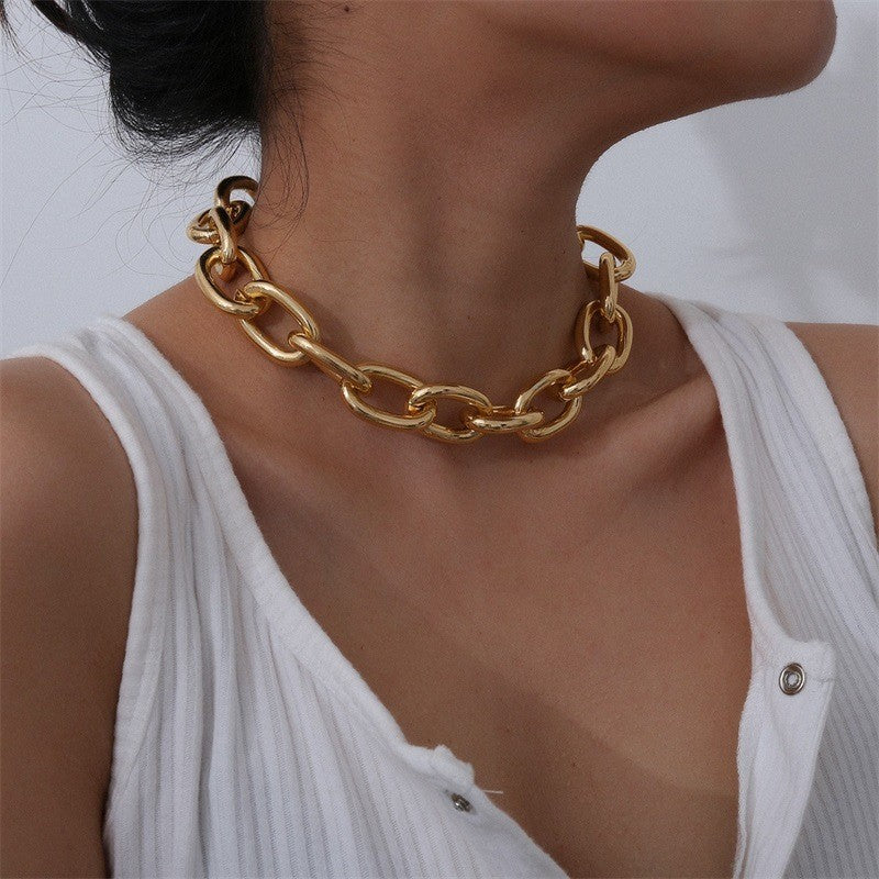 Boho Choker Necklace Gold Cuban Link Necklaces Chain Fashion Jewelry For Women And Girls