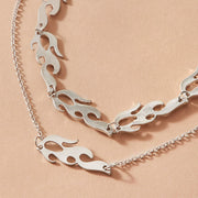 Punk Fire Flame Multi-Layered Chokers Necklaces