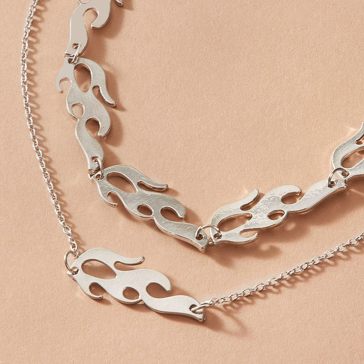 Punk Fire Flame Multi-Layered Chokers Necklaces