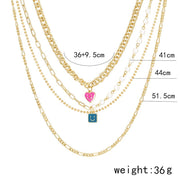 Enamel Smiley Face Charms Pearl Necklace Boho Gold Multi-layer Chunky Chain Statement Necklaces Chokers For Women