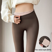 Fleece-lined Thick High Waist Hip Lift Leggings For Women