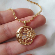 Boho Fashion Creative Engraved Sun Necklace
