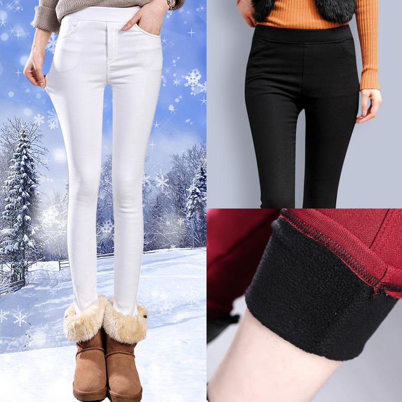 Winter Fleece-lined Thick Leggings Colorfast Plus Size Tappered Pants